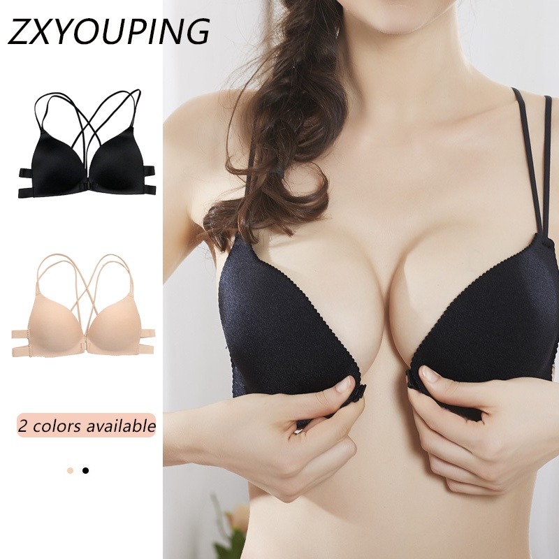 1 Piece Fashion Triangle Cup B - Plunge Bra Push Up ulasan dan harga