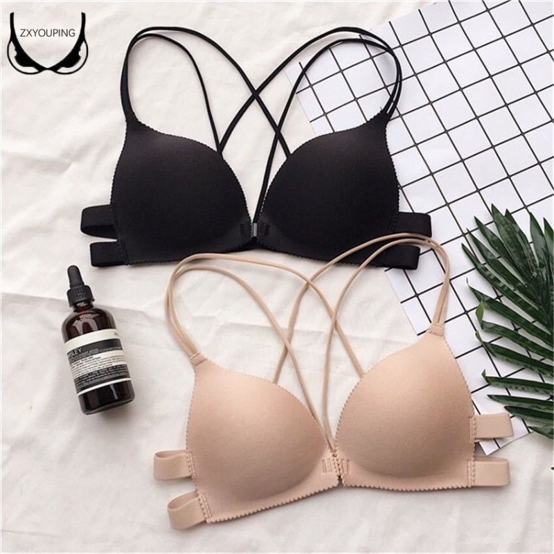 1 Piece Fashion Triangle Cup B - Plunge Bra Push Up ulasan dan harga