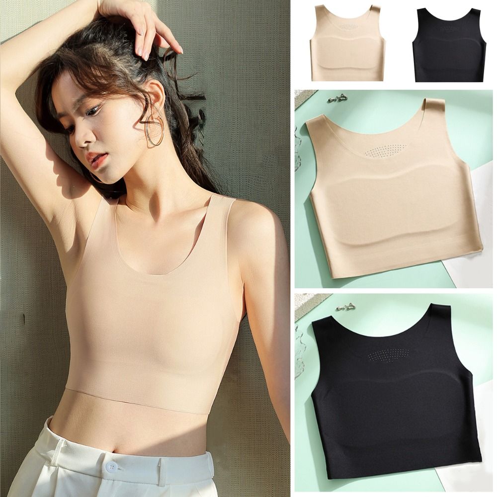 Women Ice Silk Seamless Wirele - Plunge Bra Push Up ulasan dan harga