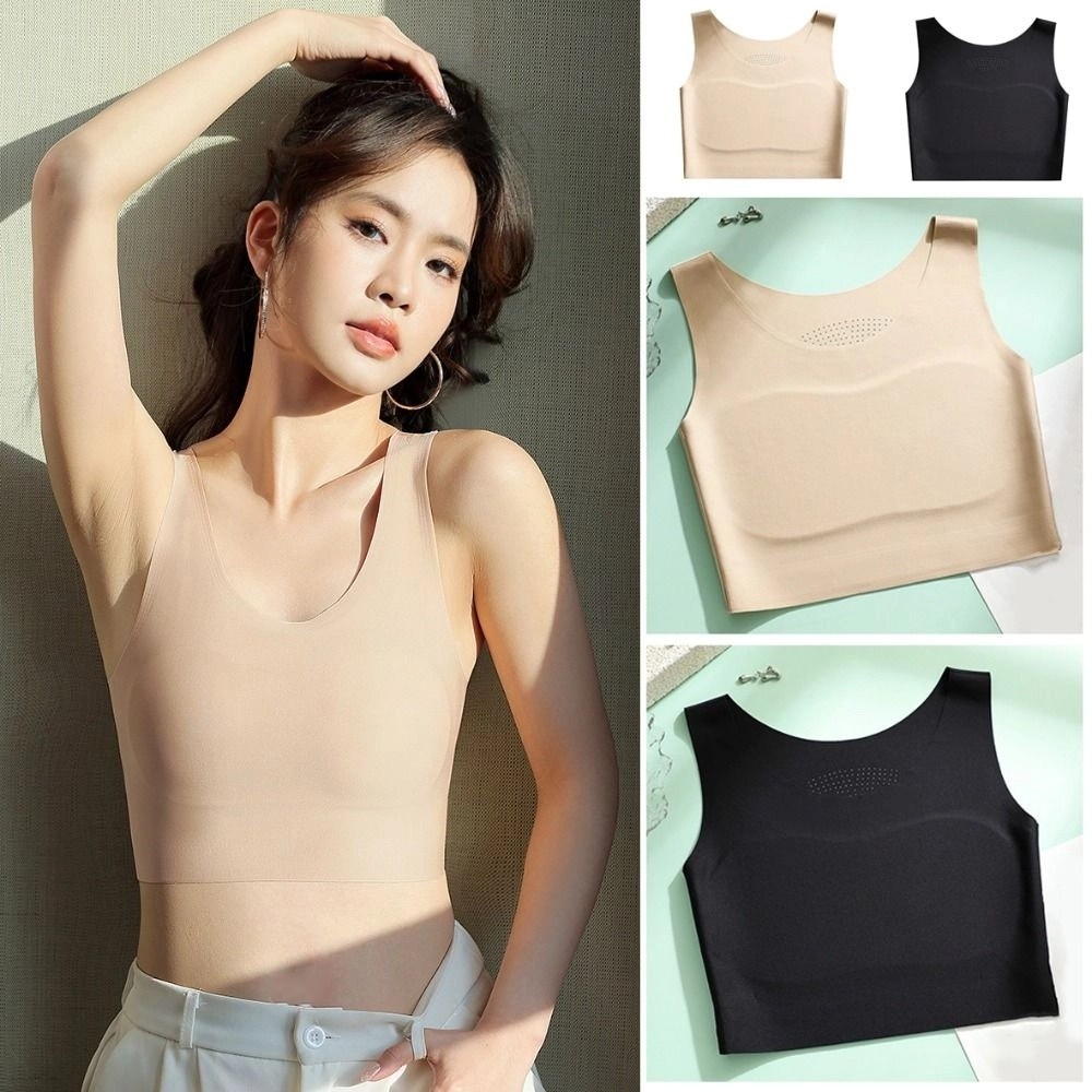 Women Ice Silk Seamless Wirele - Plunge Bra Push Up ulasan dan harga
