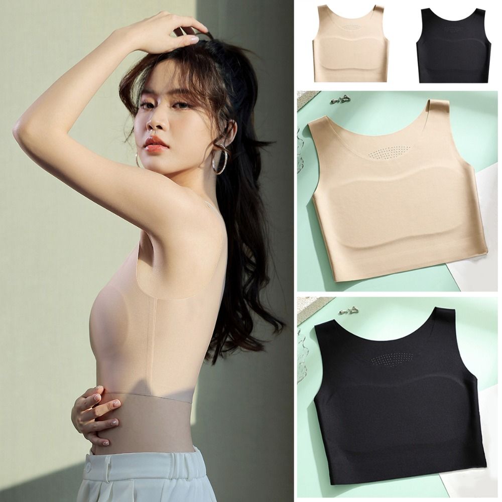 Women Ice Silk Seamless Wirele - Plunge Bra Push Up ulasan dan harga