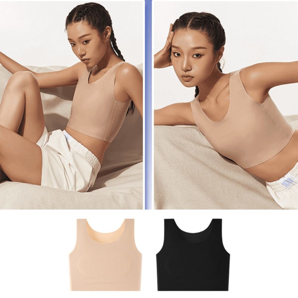 Women Ice Silk Seamless Wirele - Plunge Bra Push Up ulasan dan harga
